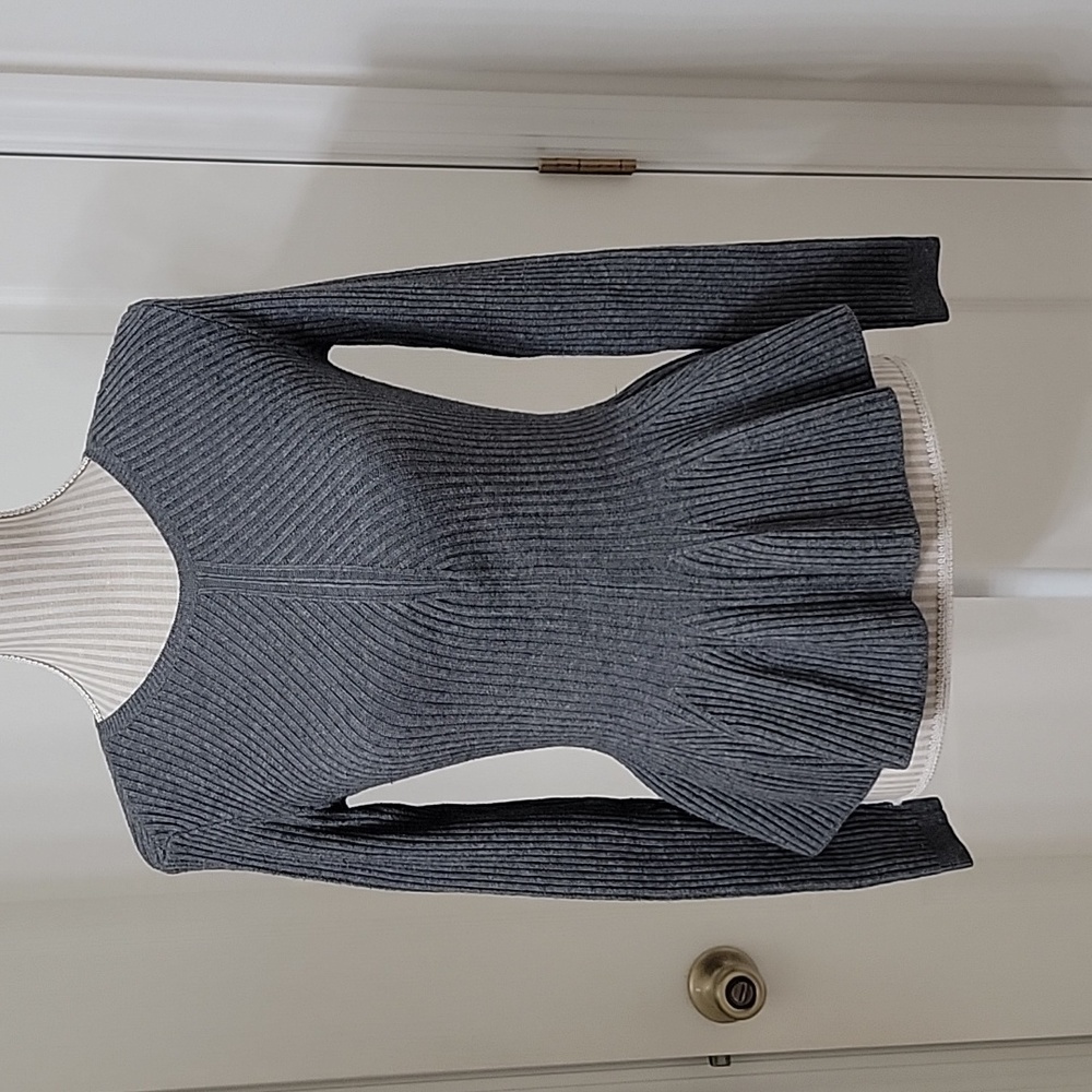 Rebecca Taylor Size Unknown Gray Peplum Knit Long Sleeve Sweater
